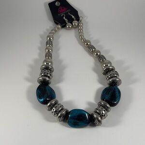 Elegant Silver and Blue Beaded Necklace